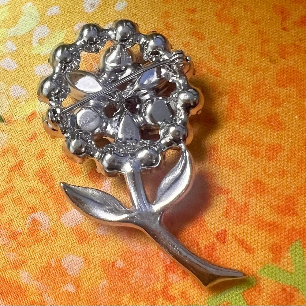 Vtg Juliana D&E Clear Crystal Rhinestone Paved Sparkling Flower Brooch Pin 2.75”